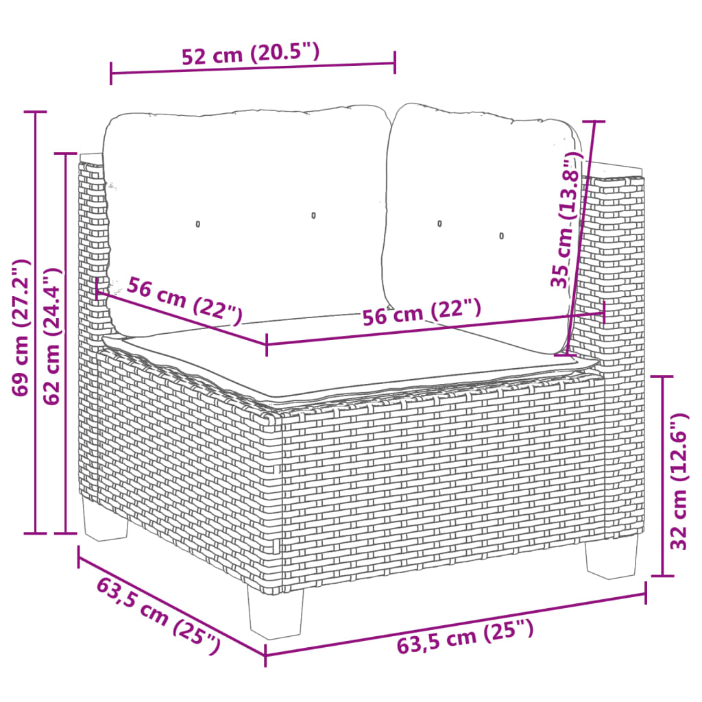 Set mobilier de grădină cu perne, 9 piese, negru, poliratan