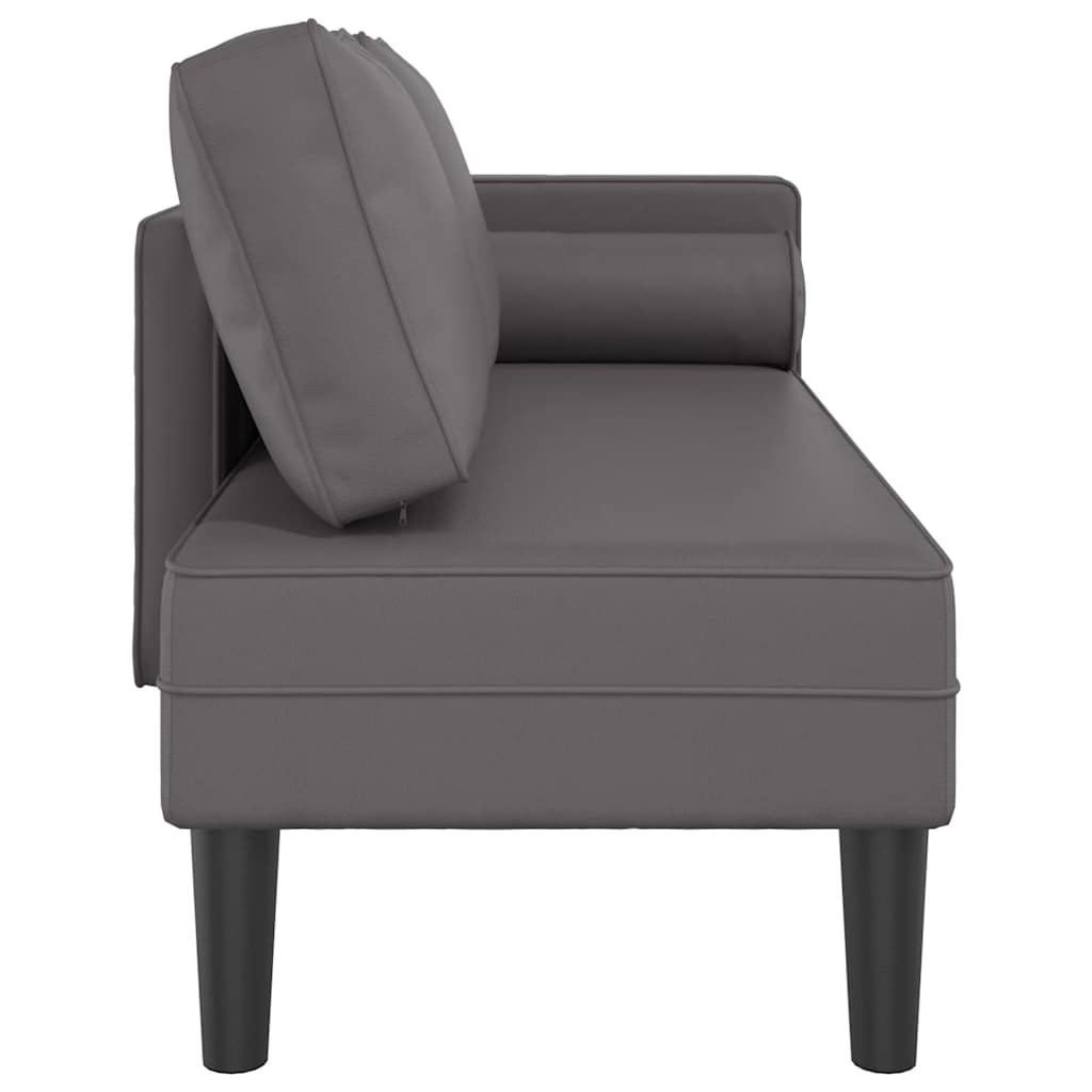 Chaise lounge chair with cushions, grey, eco-leather