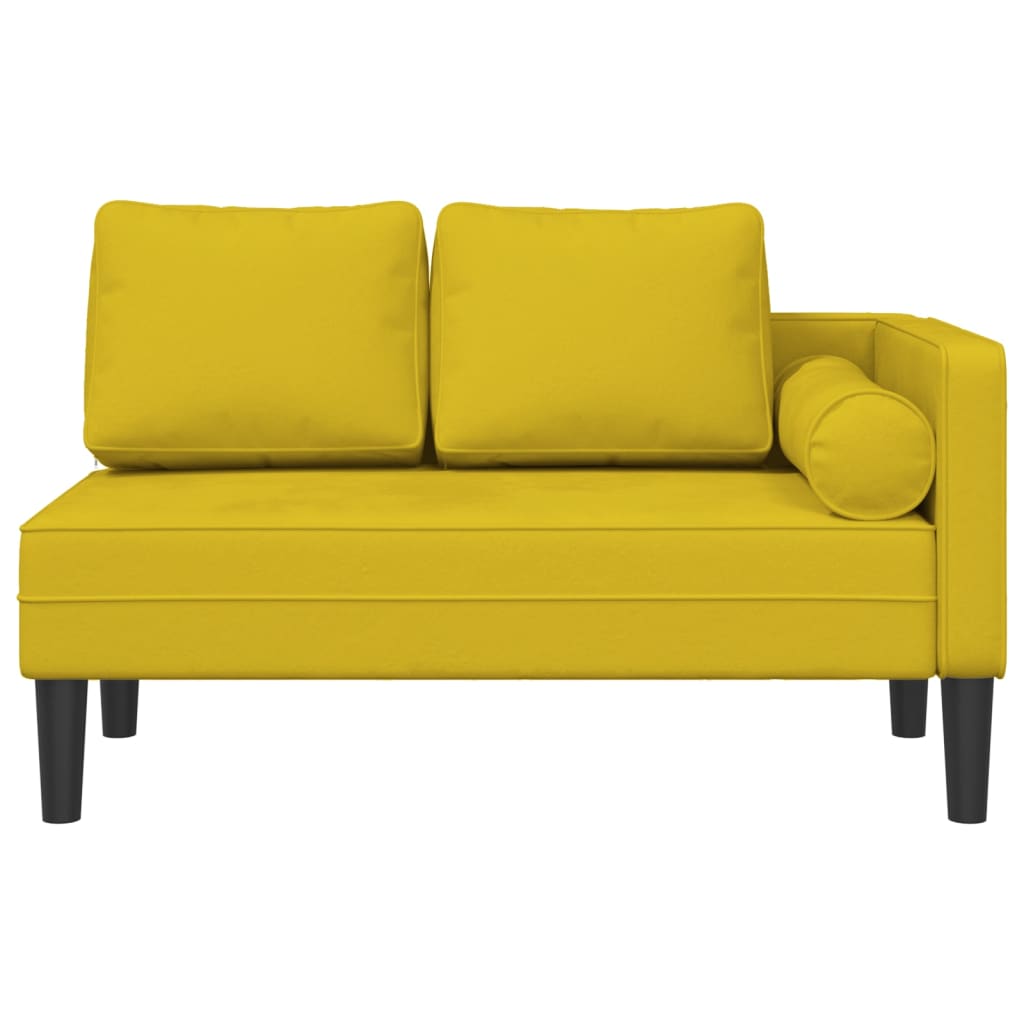 Chaise lounge chair with cushions, yellow, velvet