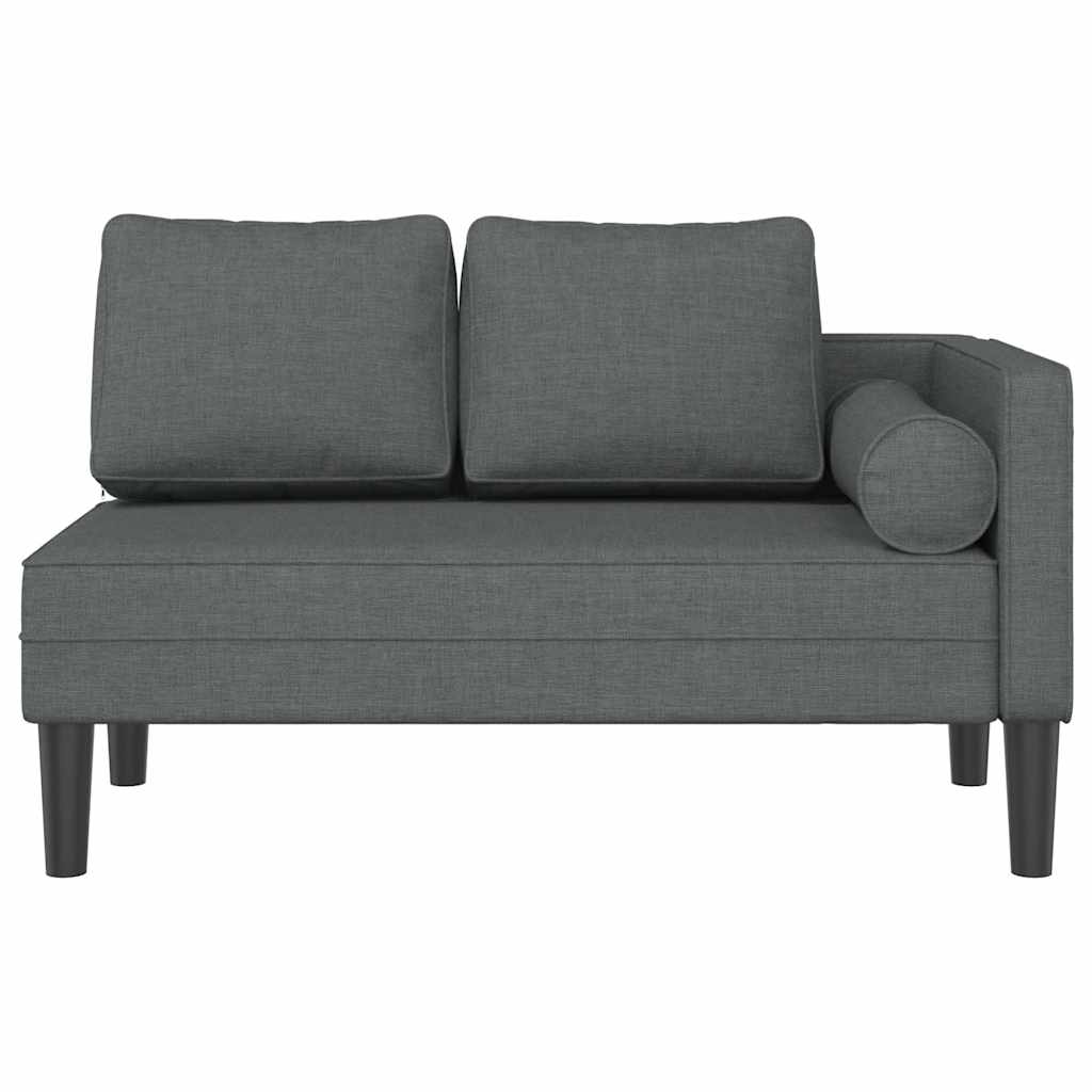 Chaise longue with cushions, dark grey, textile