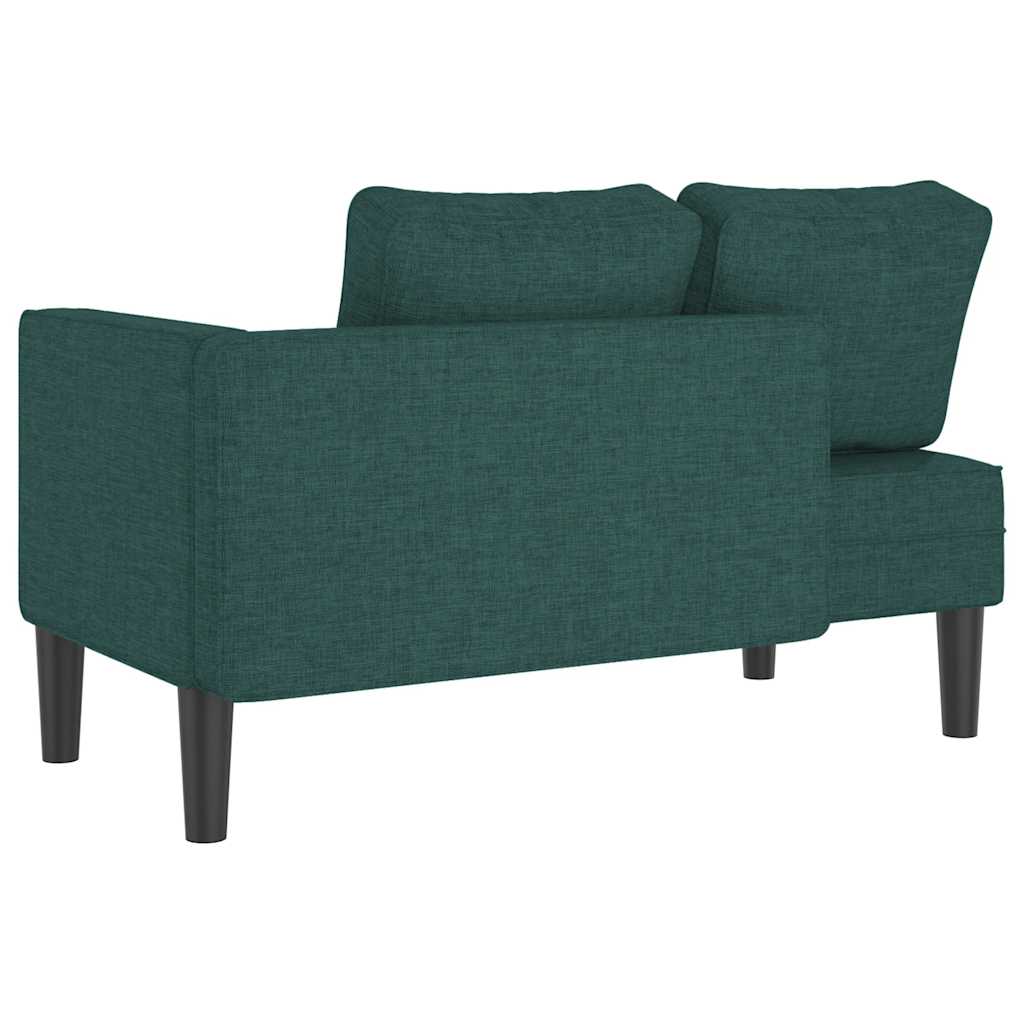 Chaise longue with cushions, dark green, textile