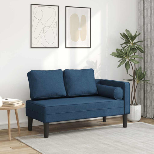 Chaise longue with cushions, blue, textile