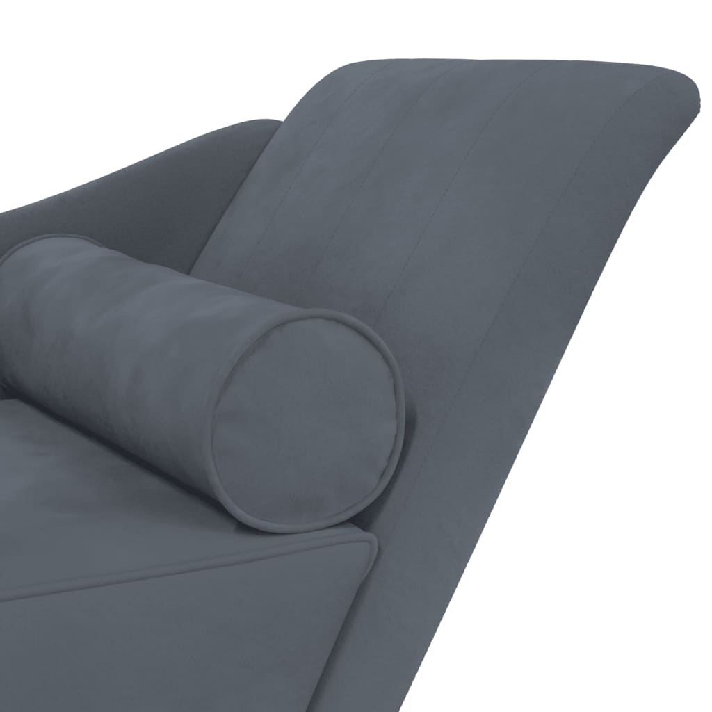 Chaise lounge chair with cushions, dark grey, velvet