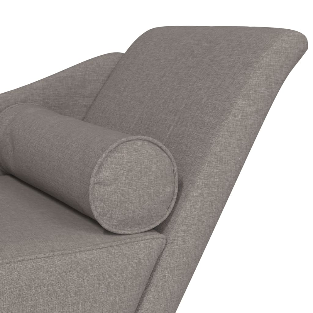 Chaise longue with cushions, taupe grey, textile