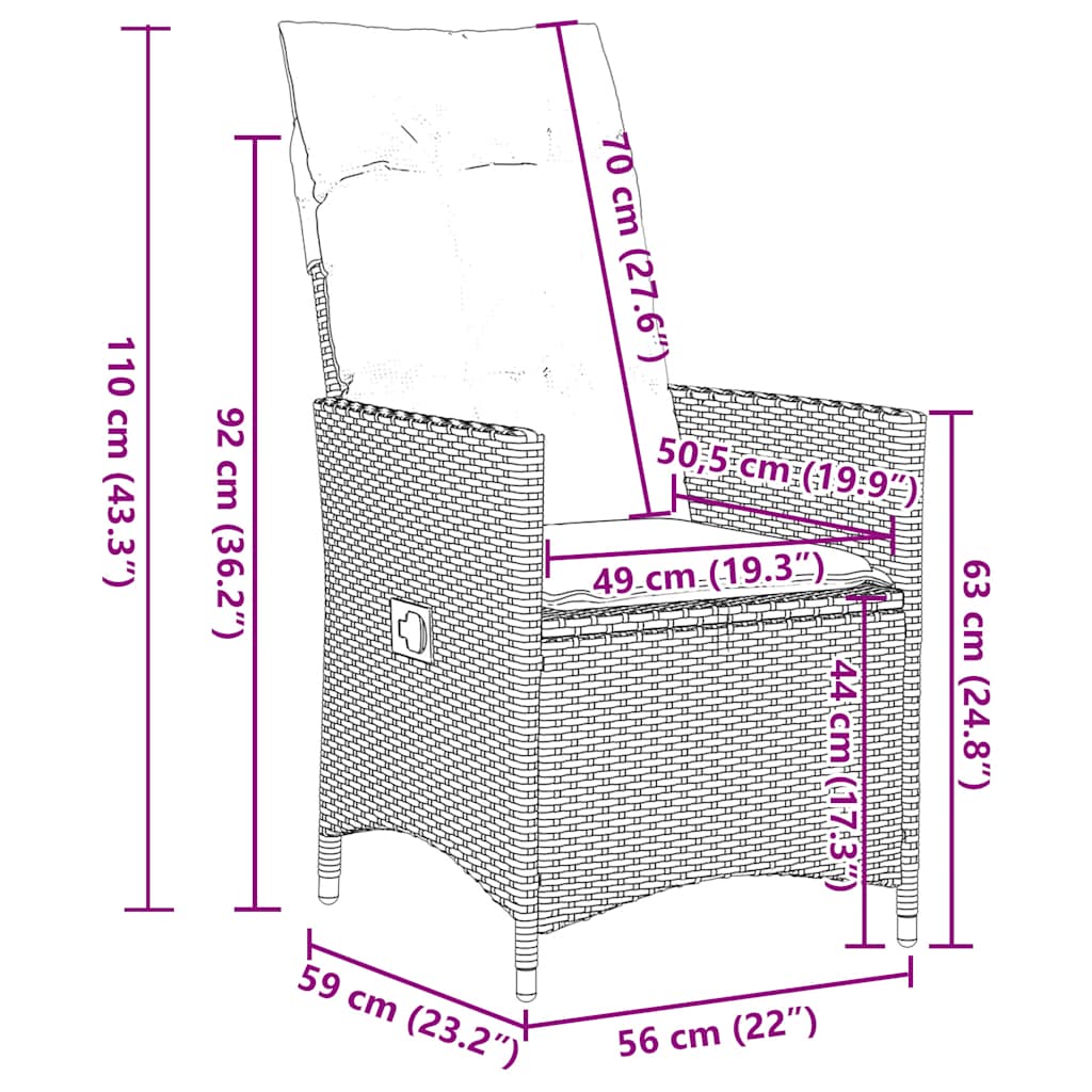 Set mobilier de grădină cu perne, 7 piese, negru, poliratan