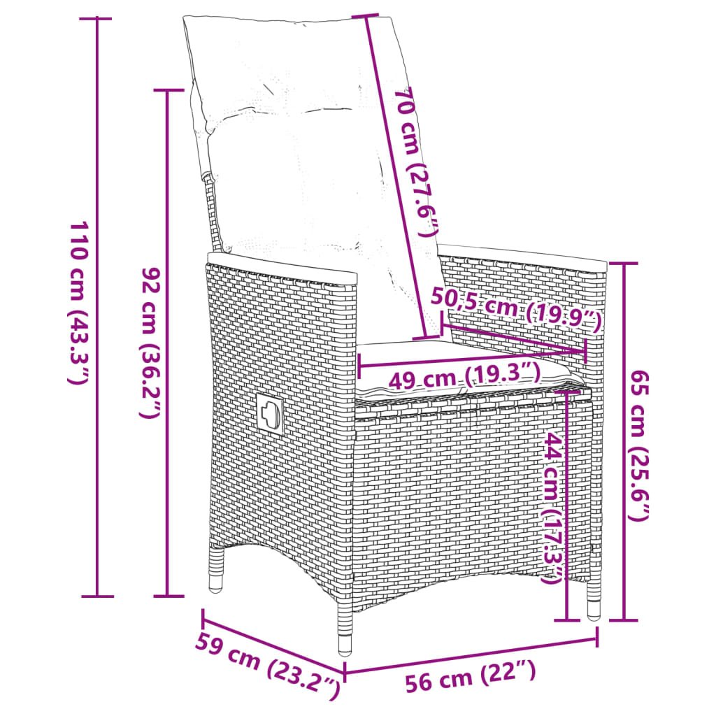 Set mobilier de grădină cu perne, 7 piese, negru, poliratan