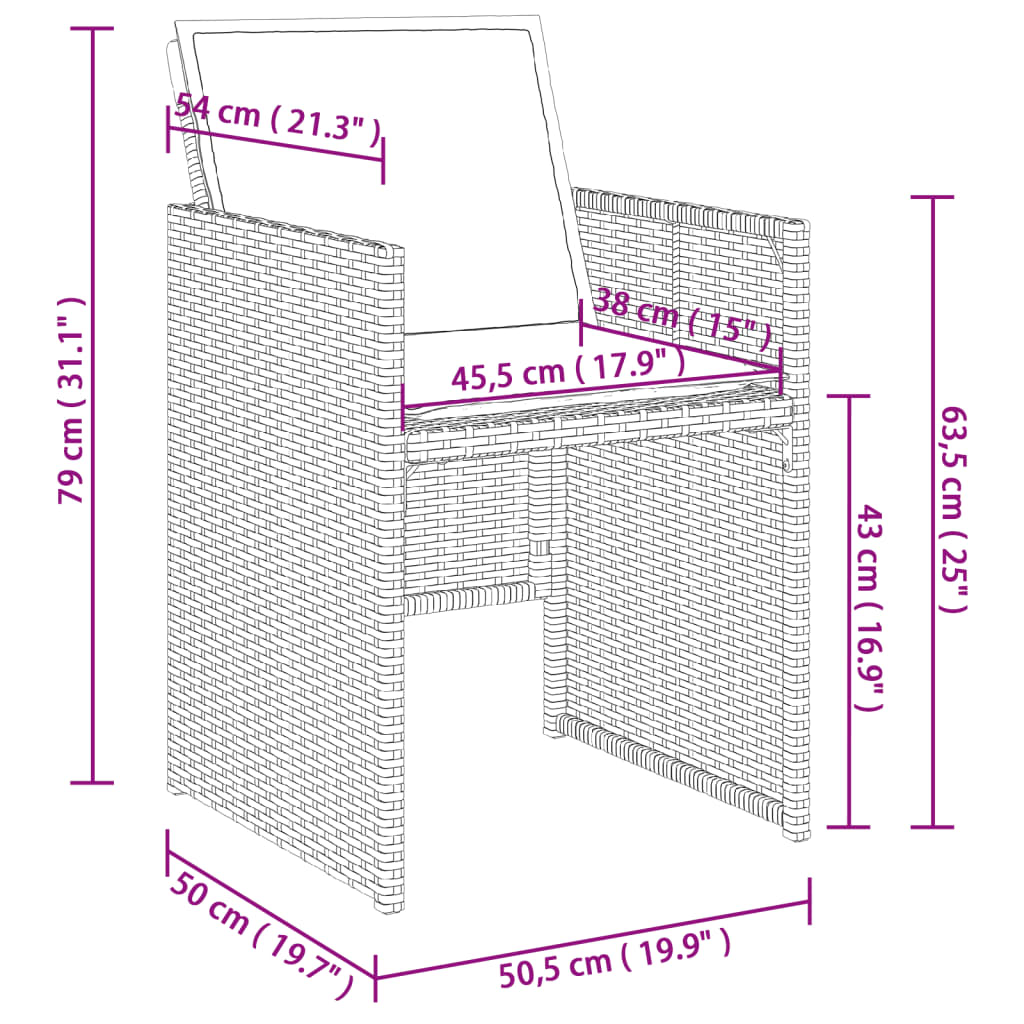 Set mobilier de grădină cu perne, 7 piese, negru, poliratan