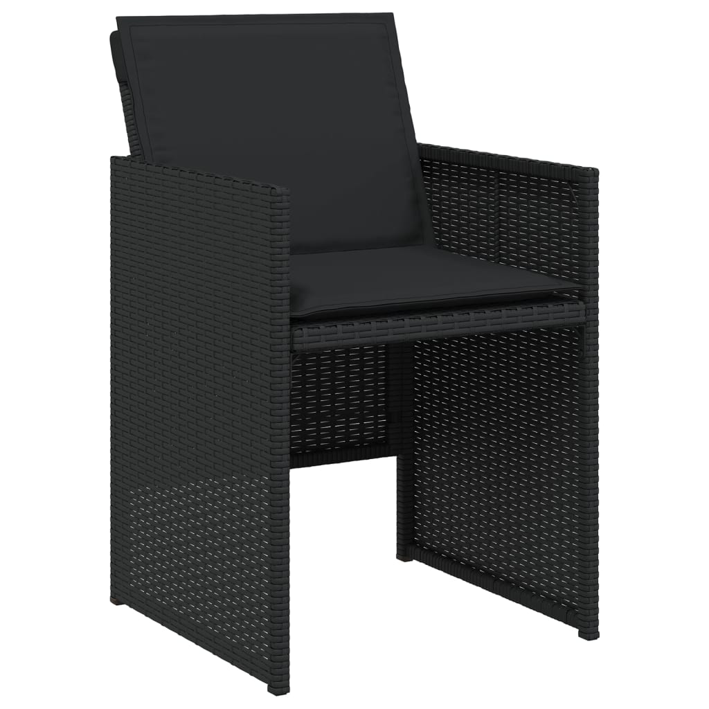 Set mobilier de grădină cu perne, 7 piese, negru, poliratan