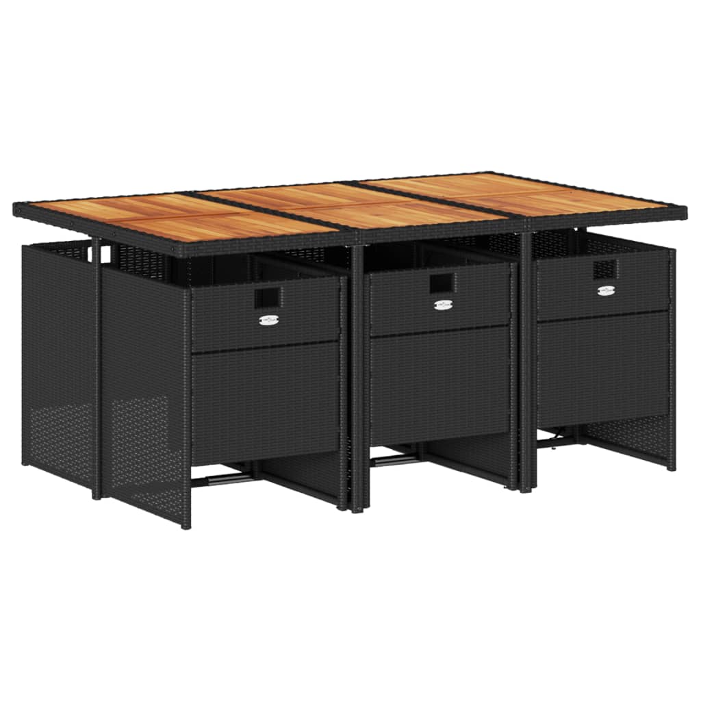 Set mobilier de grădină cu perne, 7 piese, negru, poliratan