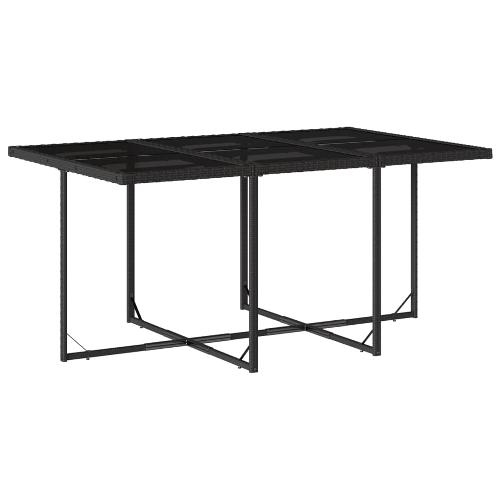 Set mobilier de grădină cu perne, 7 piese, negru, poliratan