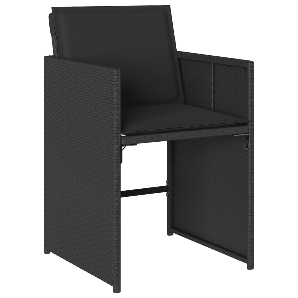 Set mobilier de grădină cu perne, 7 piese, negru, poliratan