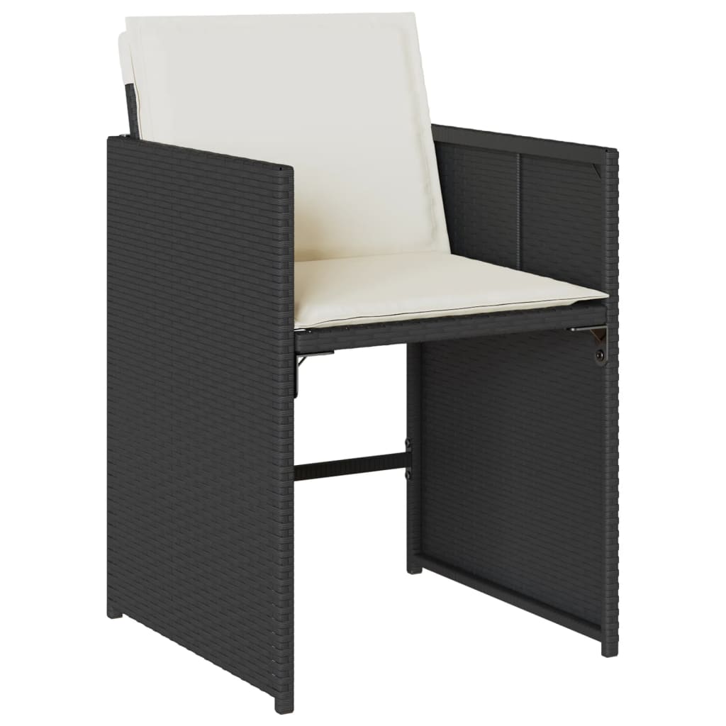 Set mobilier de grădină cu perne, 7 piese, negru, poliratan