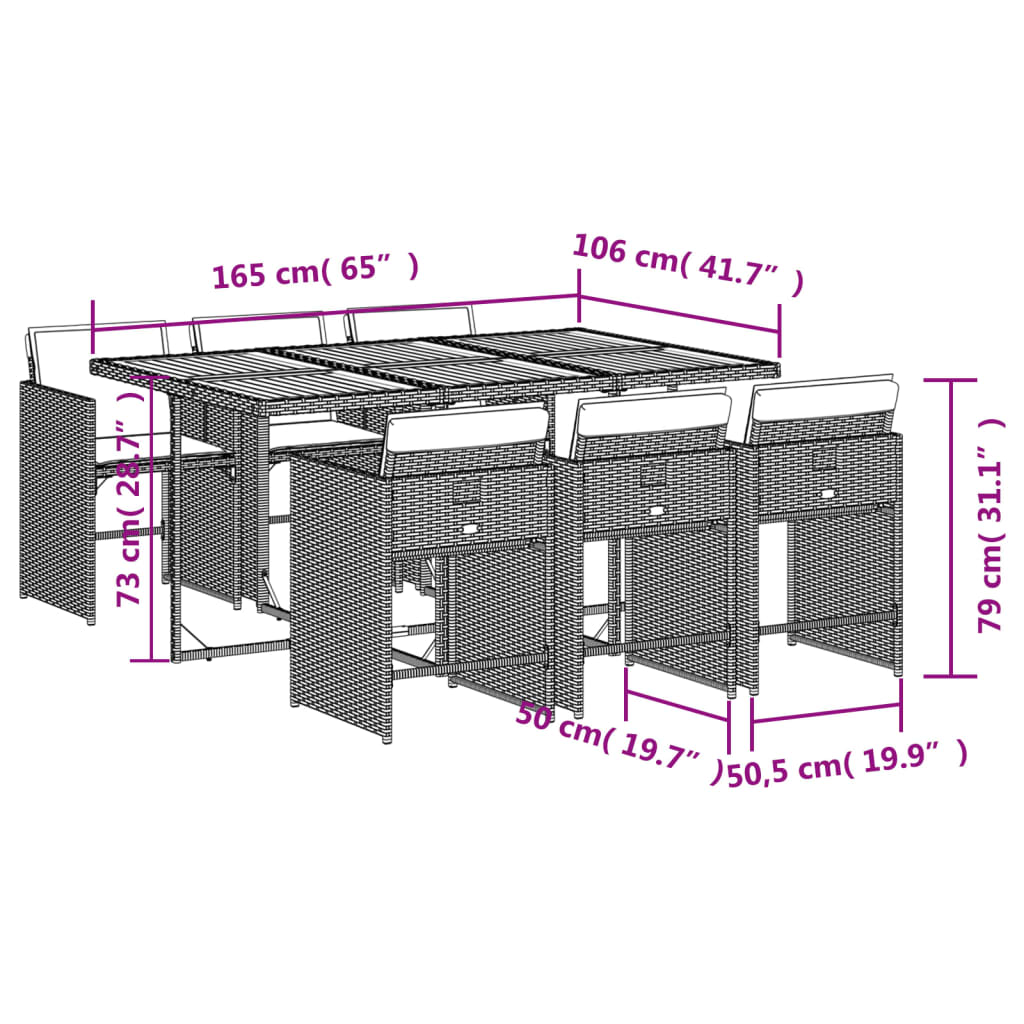 Set mobilier de grădină cu perne, 7 piese, negru, poliratan