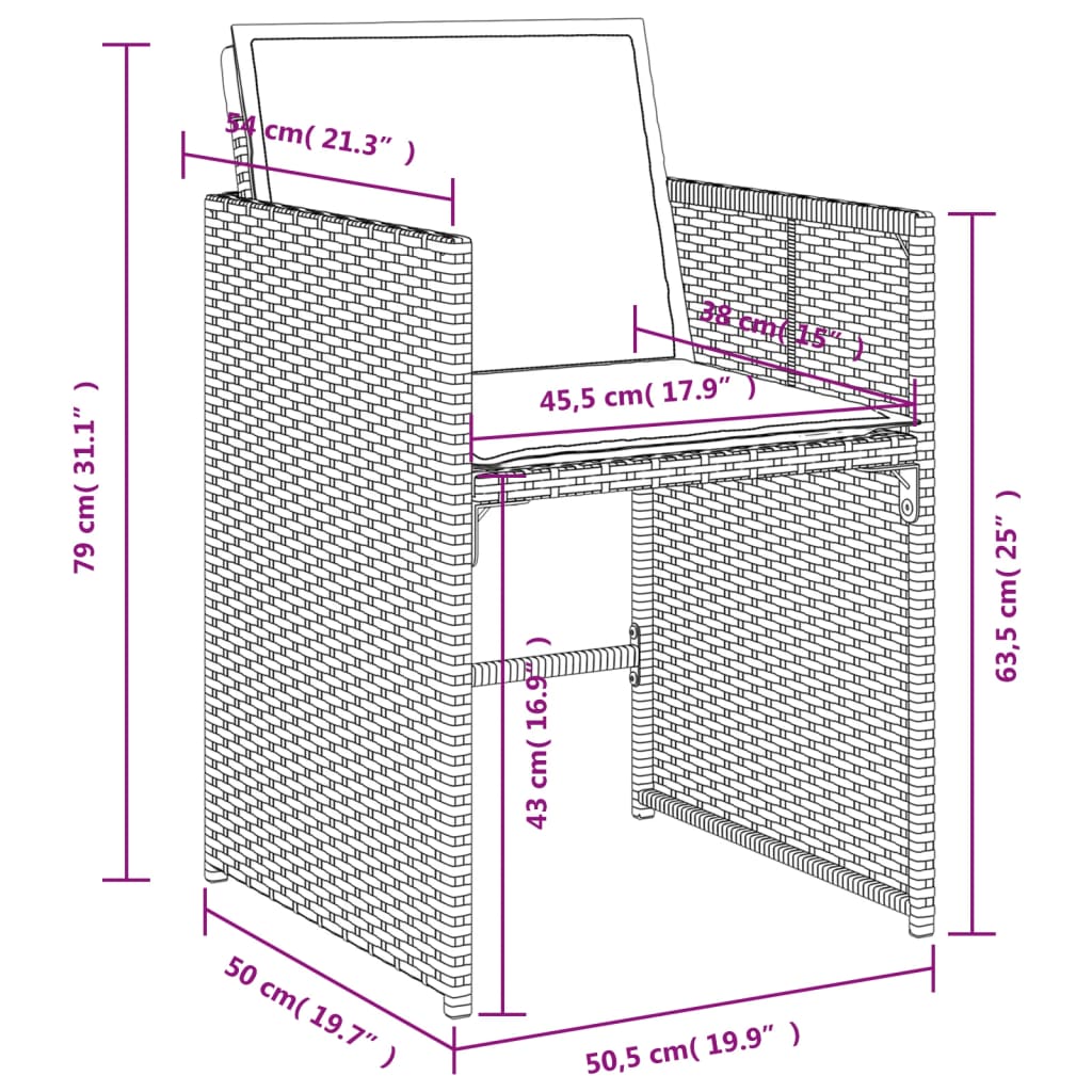 Set mobilier de grădină cu perne, 7 piese, negru, poliratan