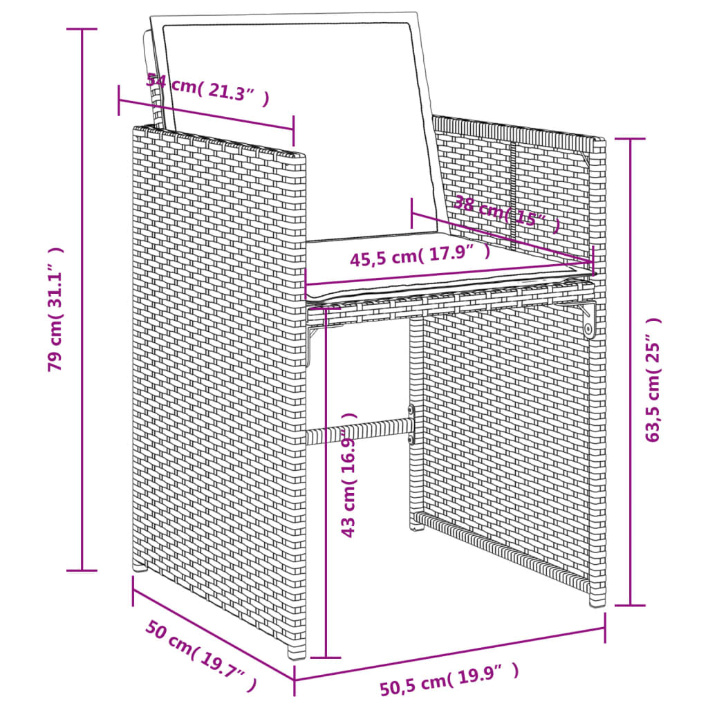 Set mobilier de grădină, 13 piese, maro, cu perne, poliratan