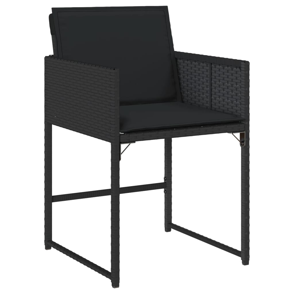 Set mobilier de grădină cu perne, 7 piese, negru, poliratan