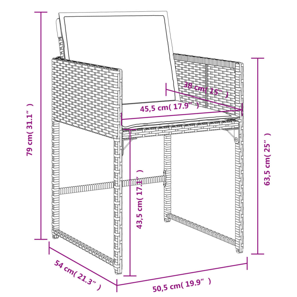 Set mobilier de grădină cu perne, 7 piese, negru, poliratan