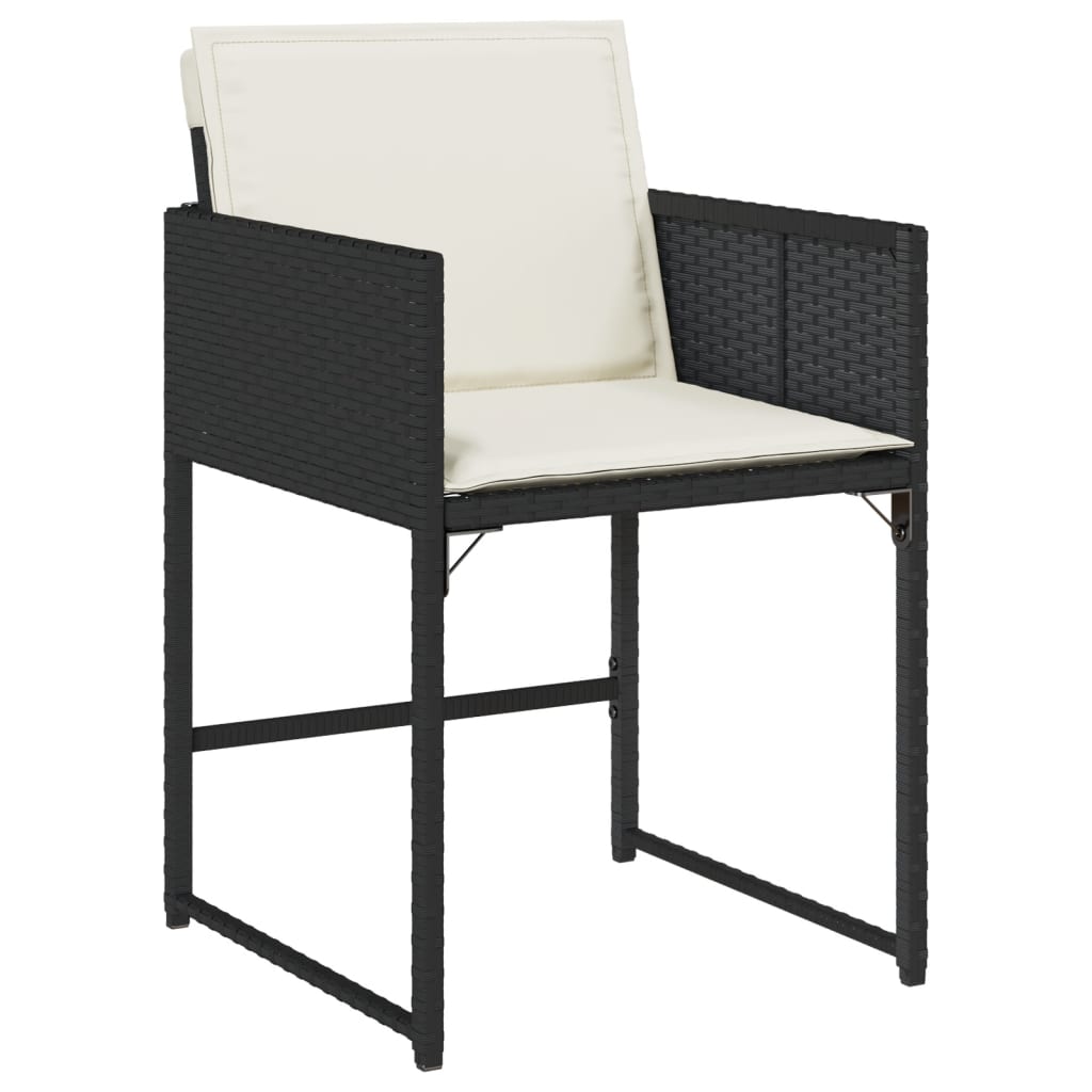 Set mobilier de grădină cu perne, 7 piese, negru, poliratan