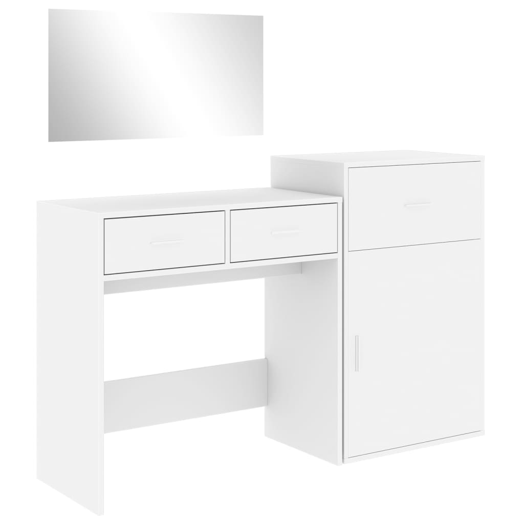 Dressing table set, 3 pieces, white, processed wood