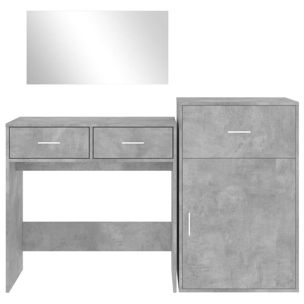 3-piece dressing table set, concrete grey, engineered wood