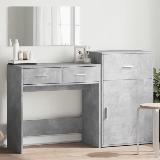 3-piece dressing table set, concrete grey, engineered wood