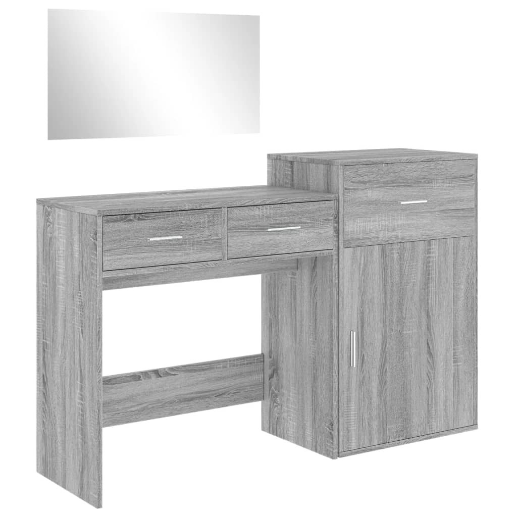 3-piece dressing table set, sonoma grey, engineered wood