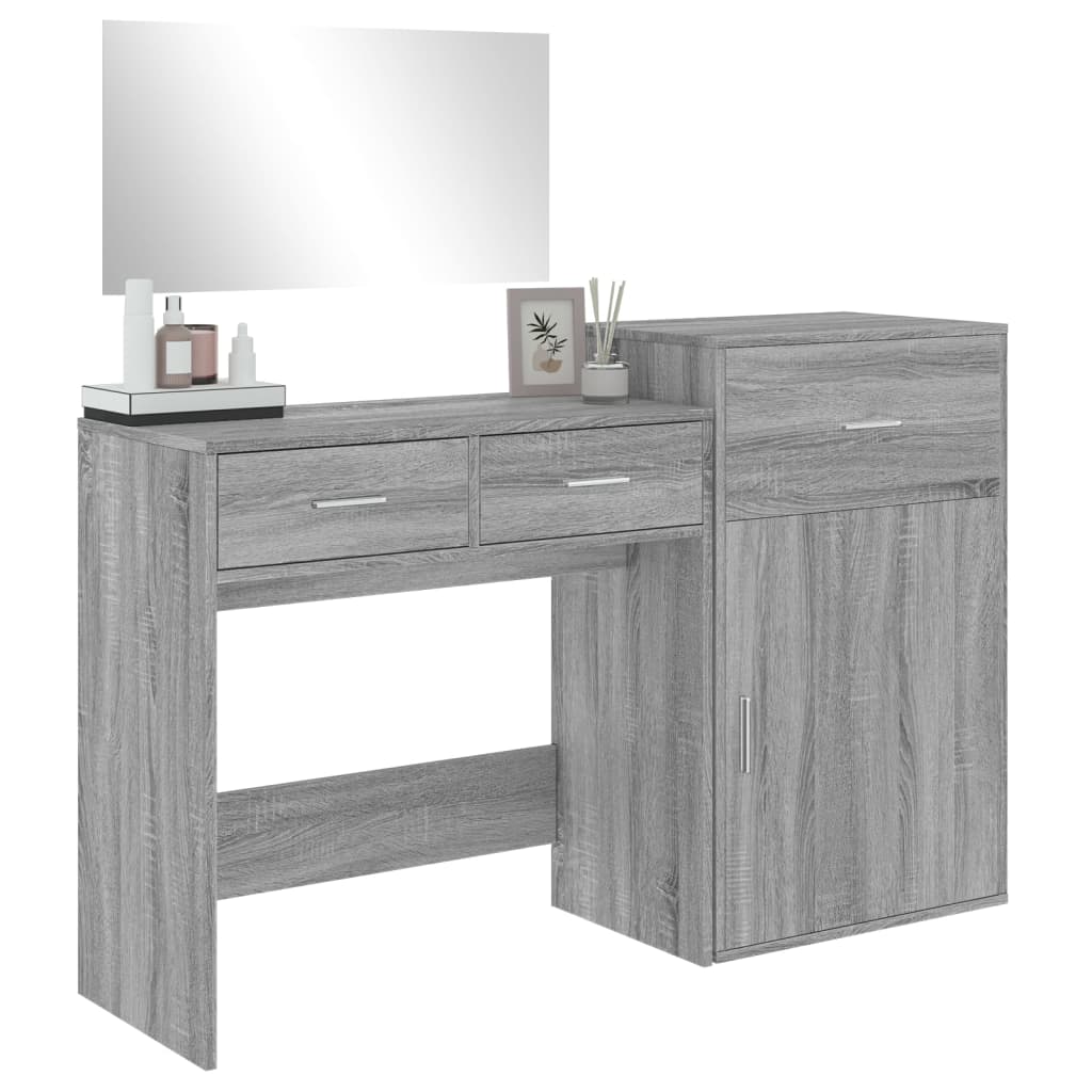 3-piece dressing table set, sonoma grey, engineered wood