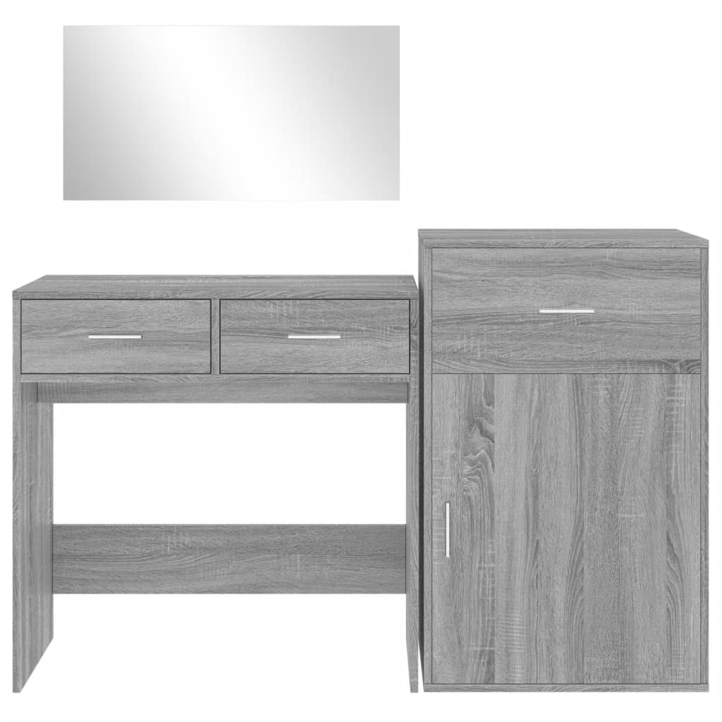 3-piece dressing table set, sonoma grey, engineered wood