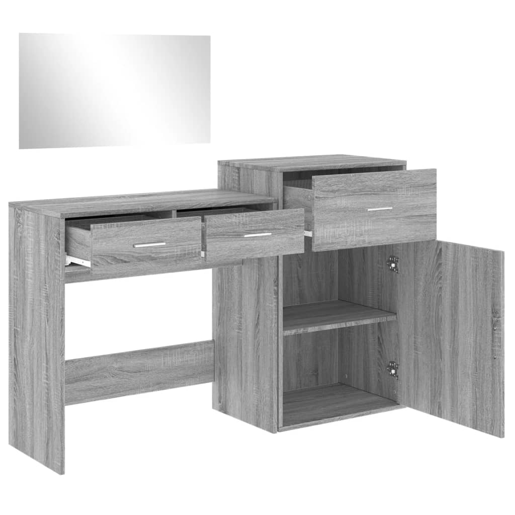 3-piece dressing table set, sonoma grey, engineered wood