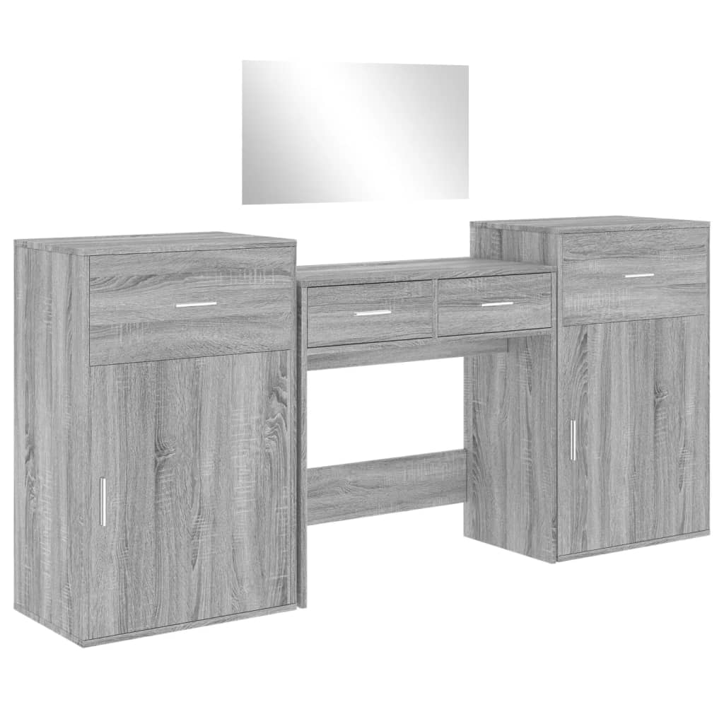 4-piece dressing table set, sonoma grey, engineered wood