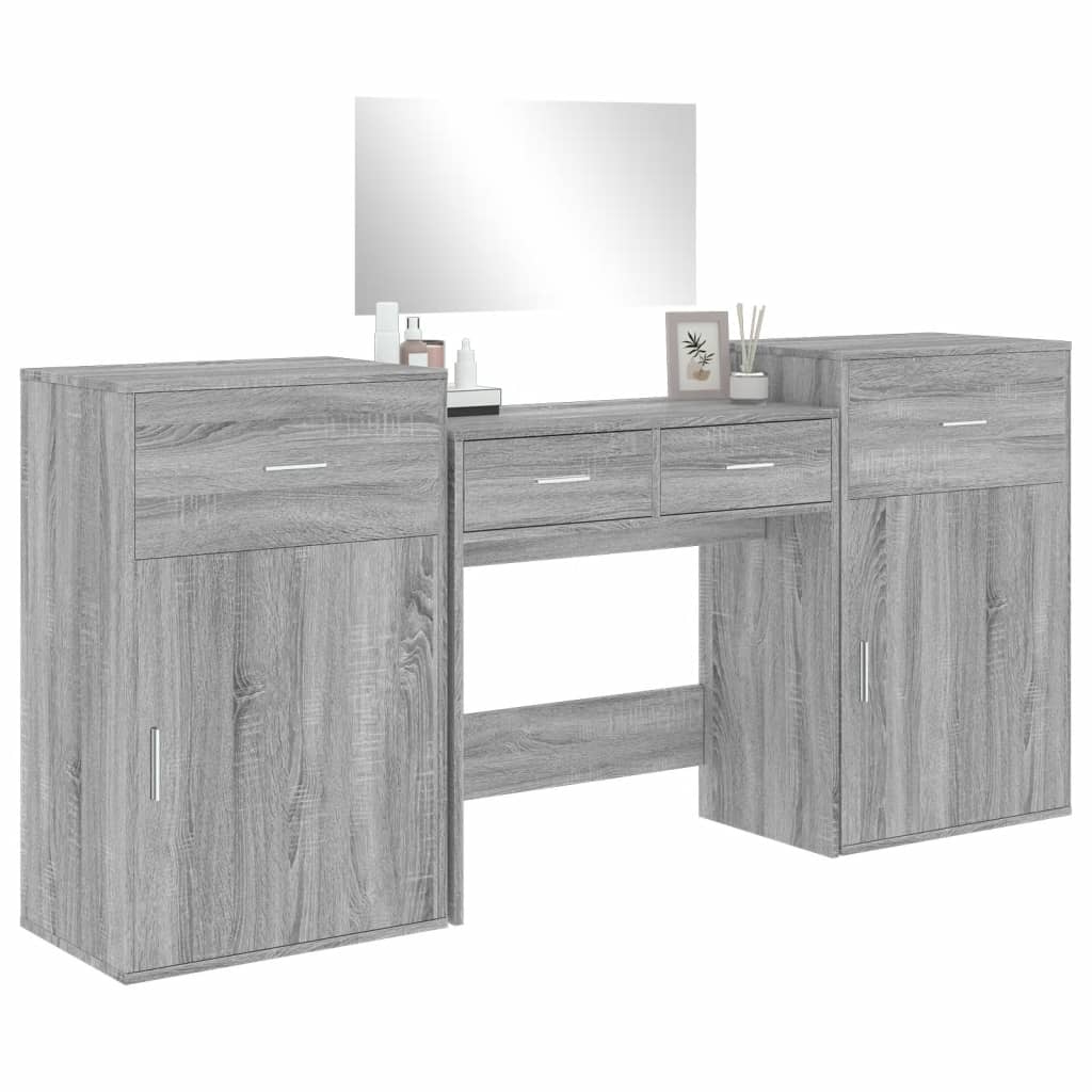 4-piece dressing table set, sonoma grey, engineered wood