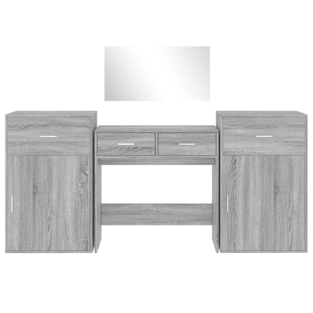 4-piece dressing table set, sonoma grey, engineered wood