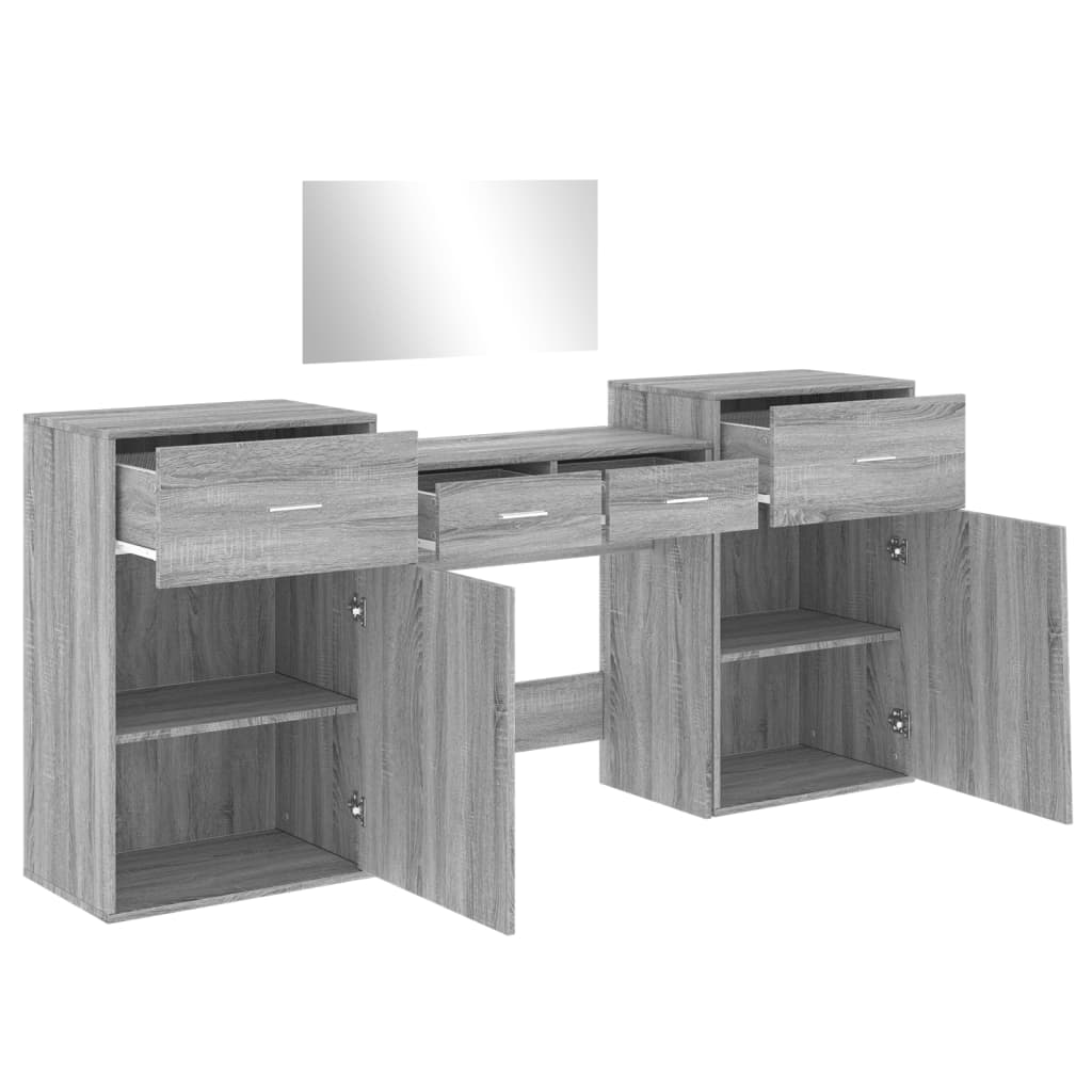 4-piece dressing table set, sonoma grey, engineered wood