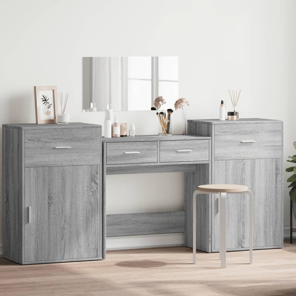 4-piece dressing table set, sonoma grey, engineered wood