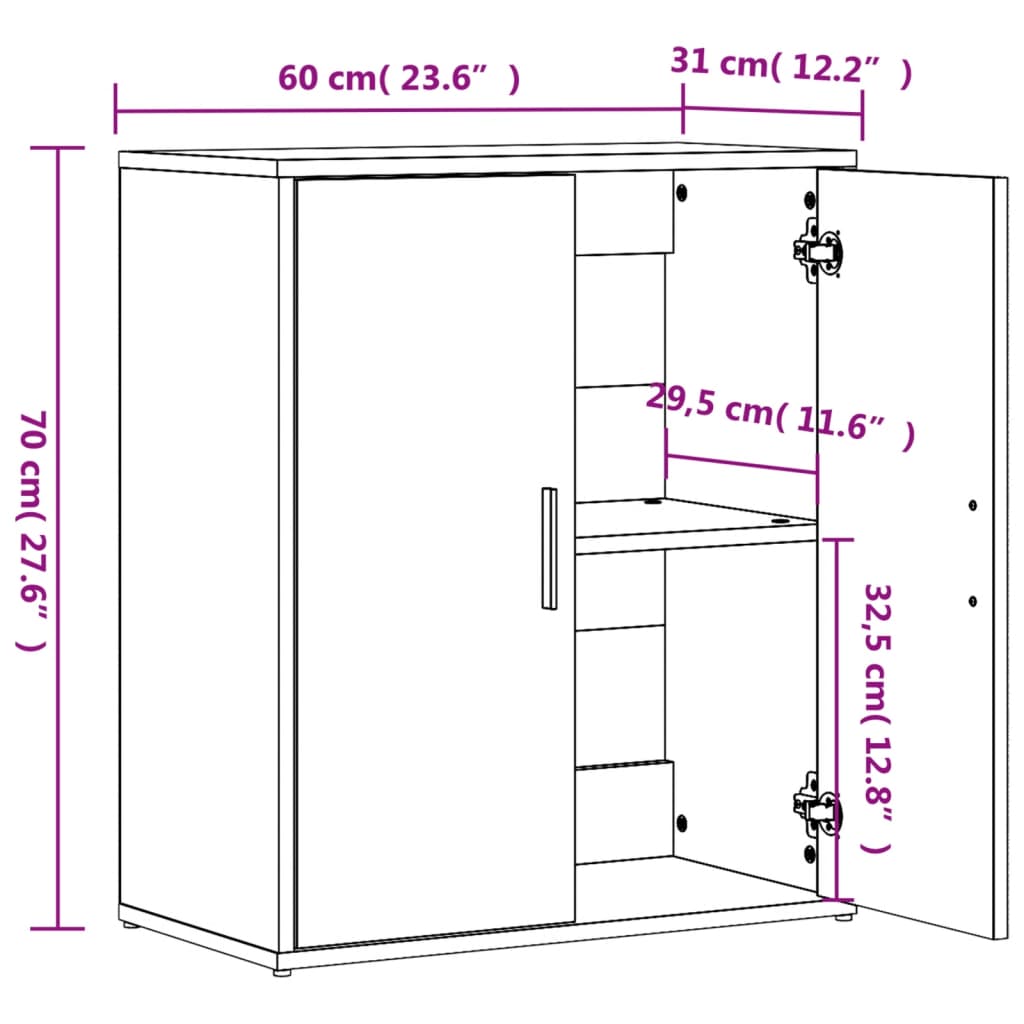 Cabinets, 2 pcs., smoky oak, 60x31x70 cm, engineered wood