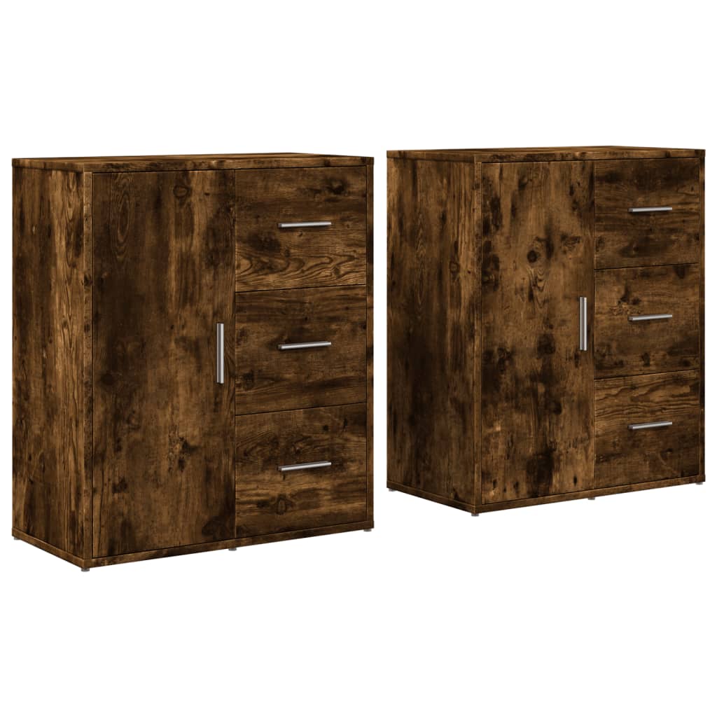 Cabinets, 2 pcs., smoky oak, 60x31x70 cm, engineered wood