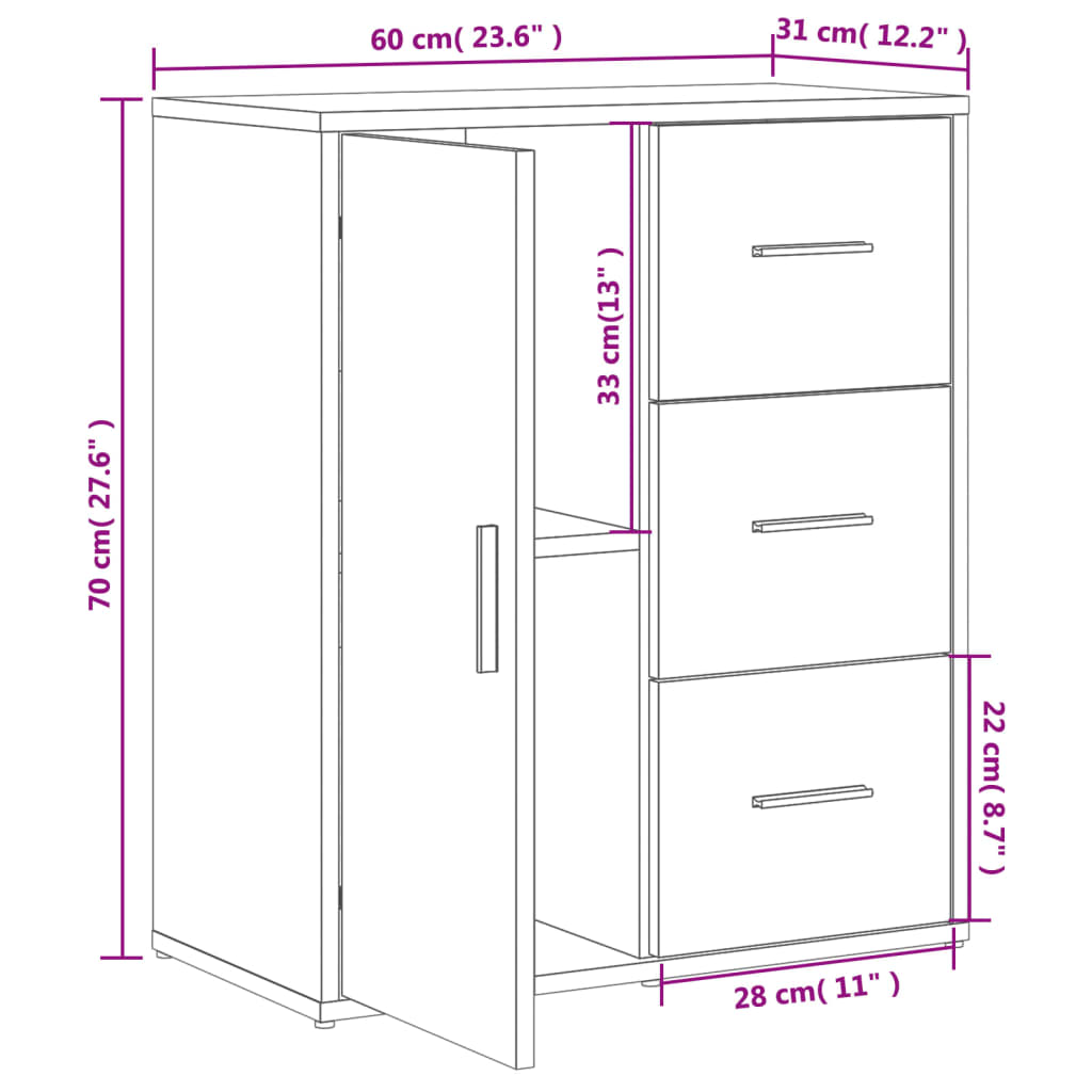 Cabinets, 2 pcs., smoky oak, 60x31x70 cm, engineered wood