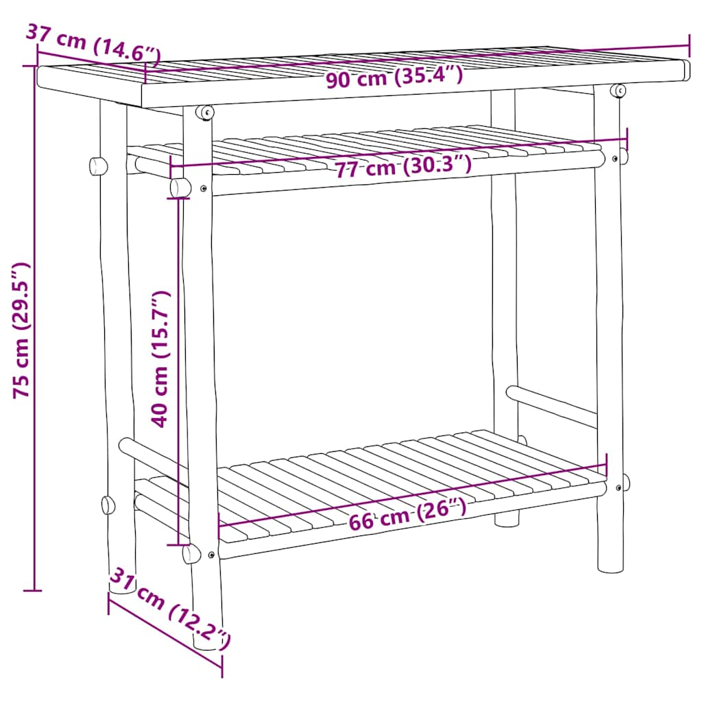 Console table, 90x37x75 cm, bamboo