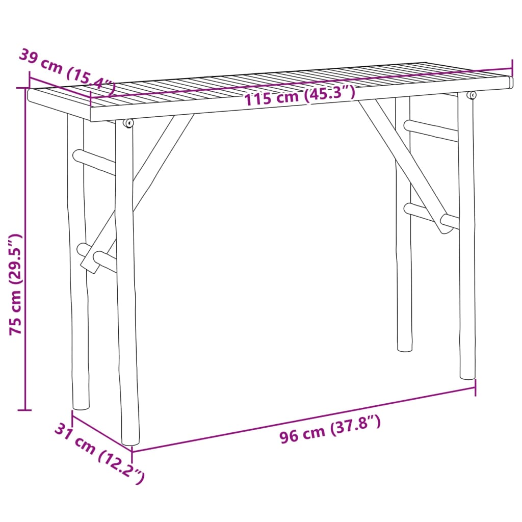 Console table, 115x39x75 cm, bamboo