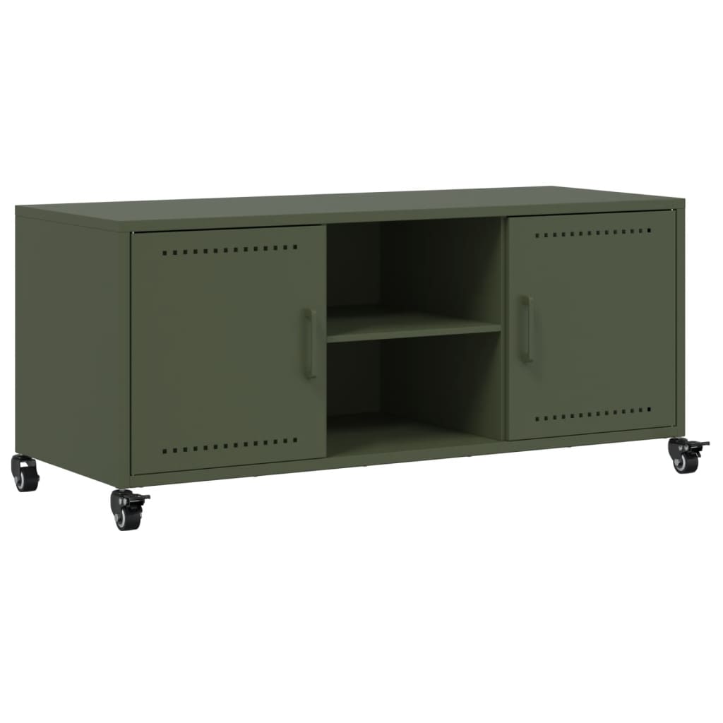 TV cabinet, olive green, 100.5x39x43.5 cm, steel