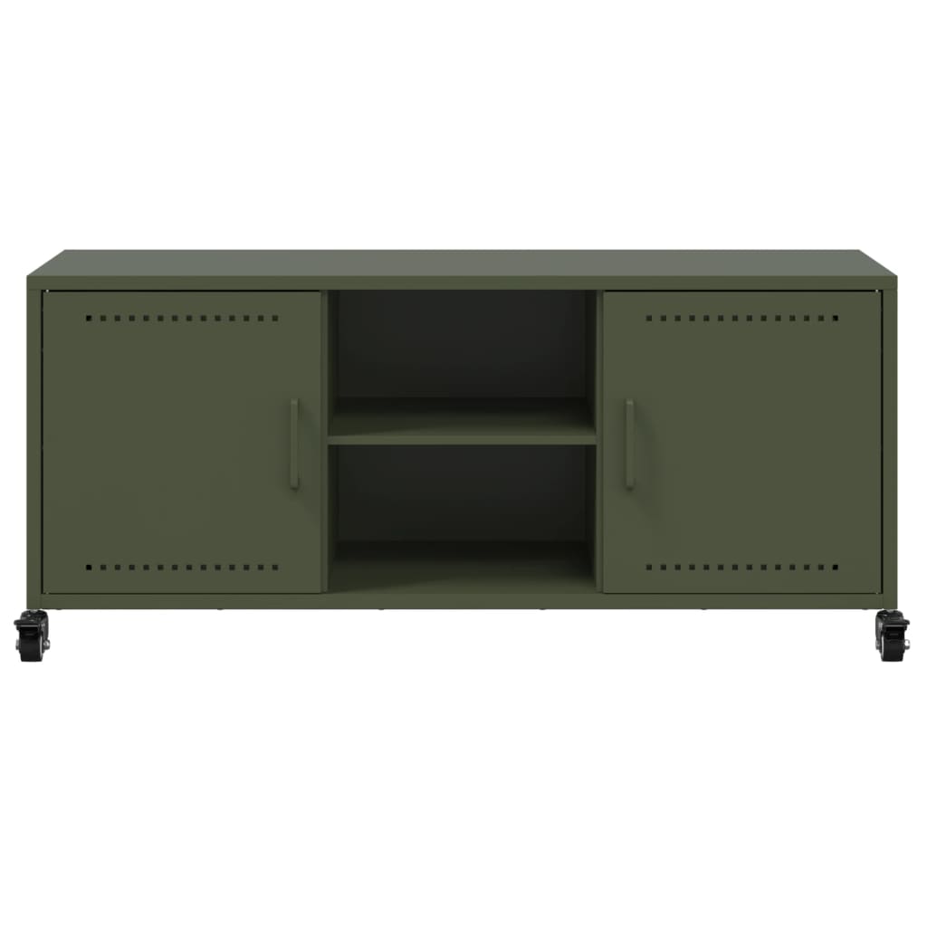 TV cabinet, olive green, 100.5x39x43.5 cm, steel