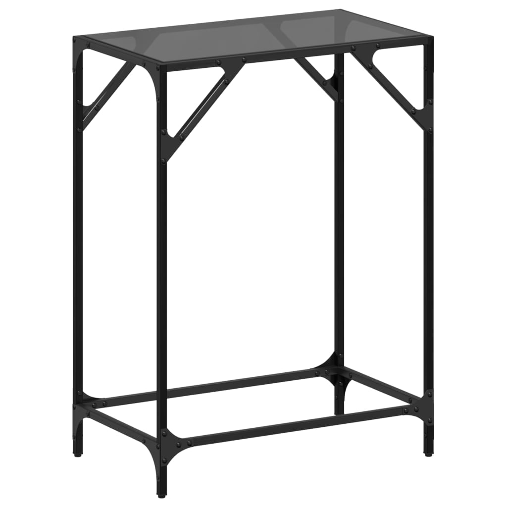 Coffee table, black glass top, 60x35x81 cm, steel