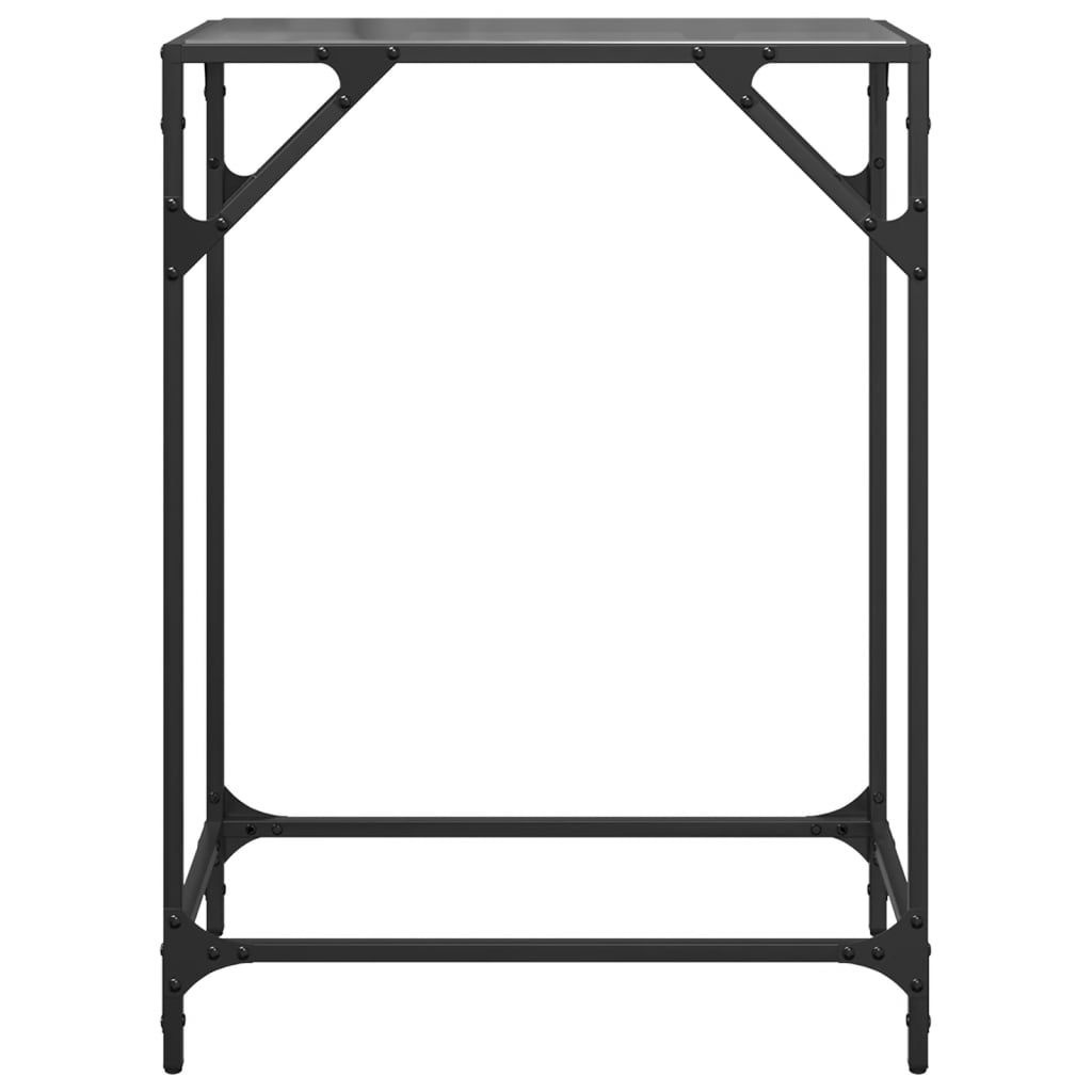 Coffee table, black glass top, 60x35x81 cm, steel