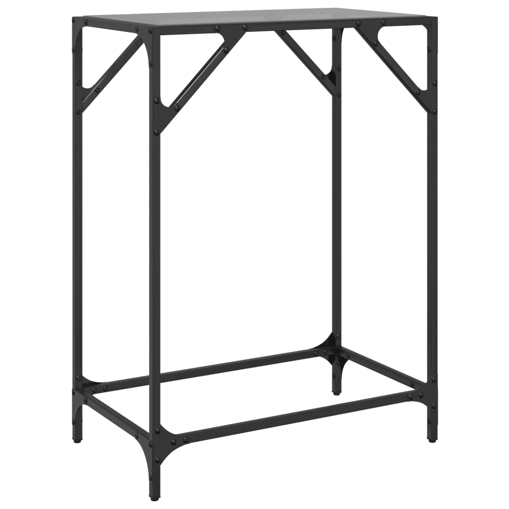 Coffee table, black glass top, 60x35x81 cm, steel