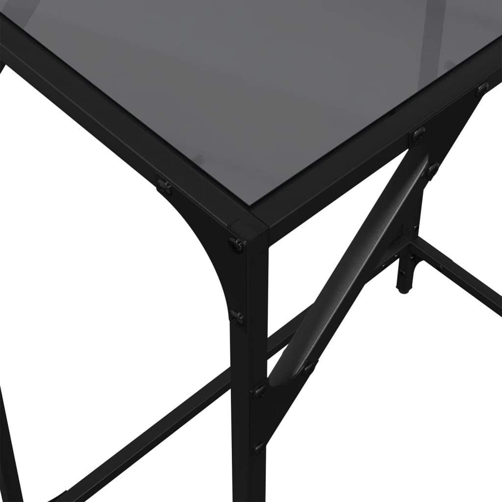 Coffee table, black glass top, 60x35x81 cm, steel