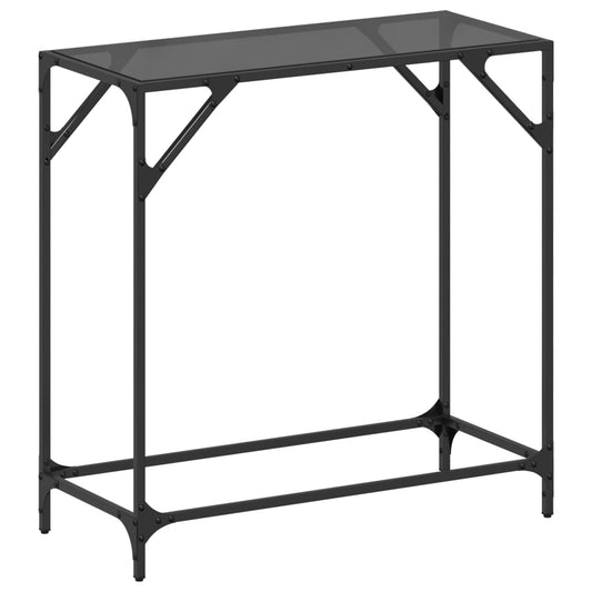 Coffee table, black glass top, 80x35x81 cm, steel