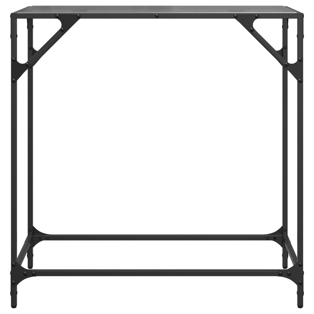 Coffee table, black glass top, 80x35x81 cm, steel