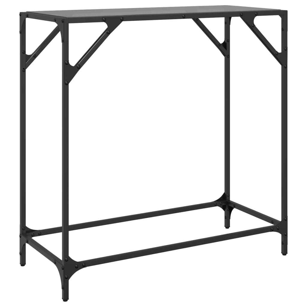 Coffee table, black glass top, 80x35x81 cm, steel