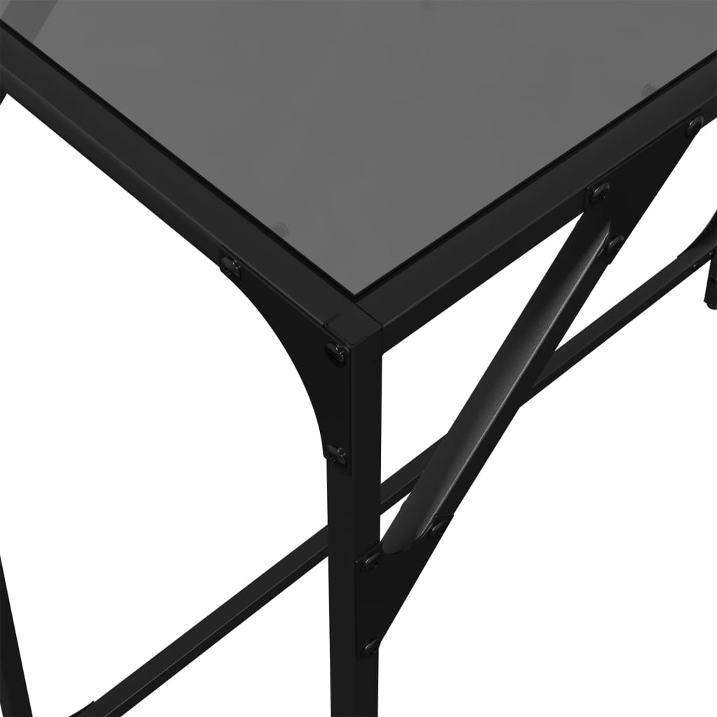 Coffee table, black glass top, 80x35x81 cm, steel