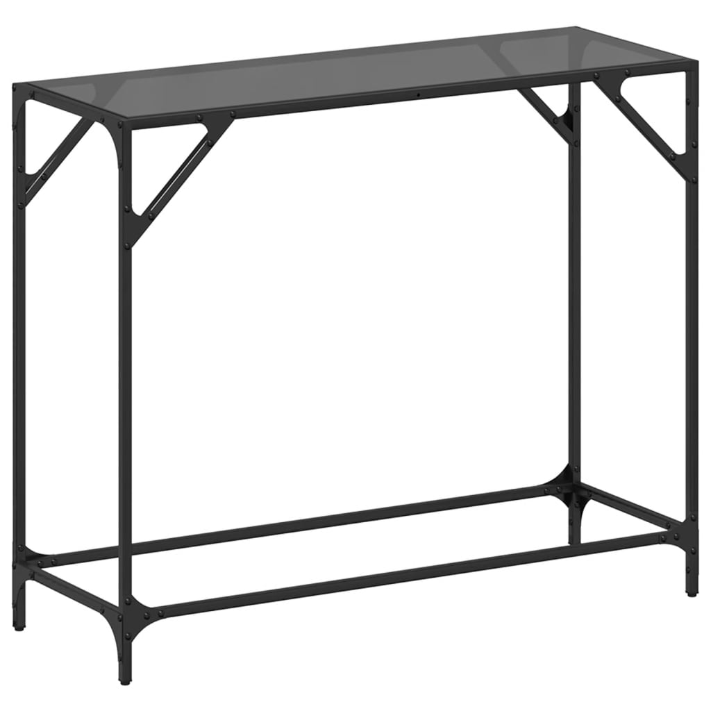 Coffee table, black glass top, 98x35x81 cm, steel